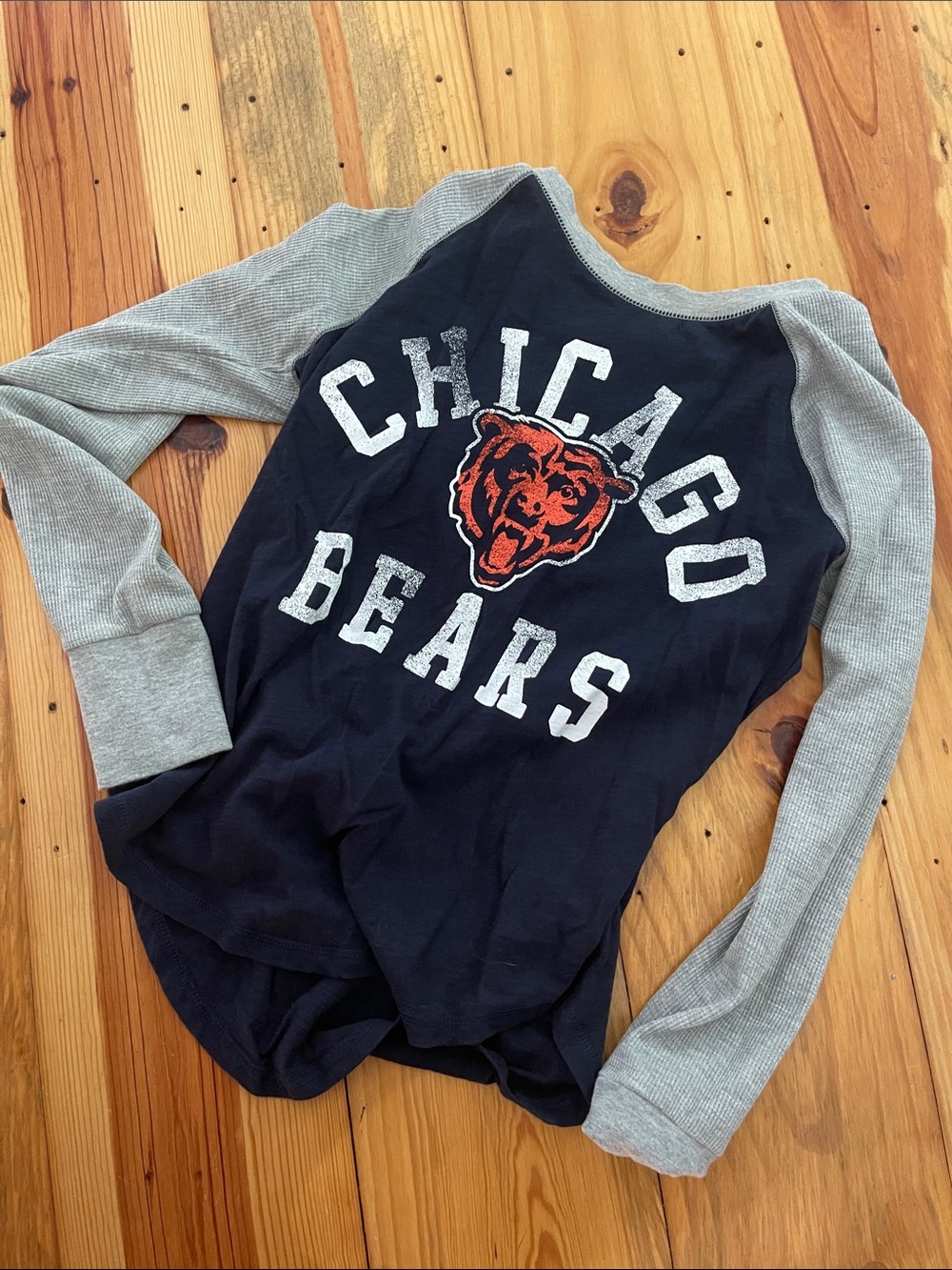 Chicago Bears Women's Long Sleeve Raglan Sweater - Navy & Gray